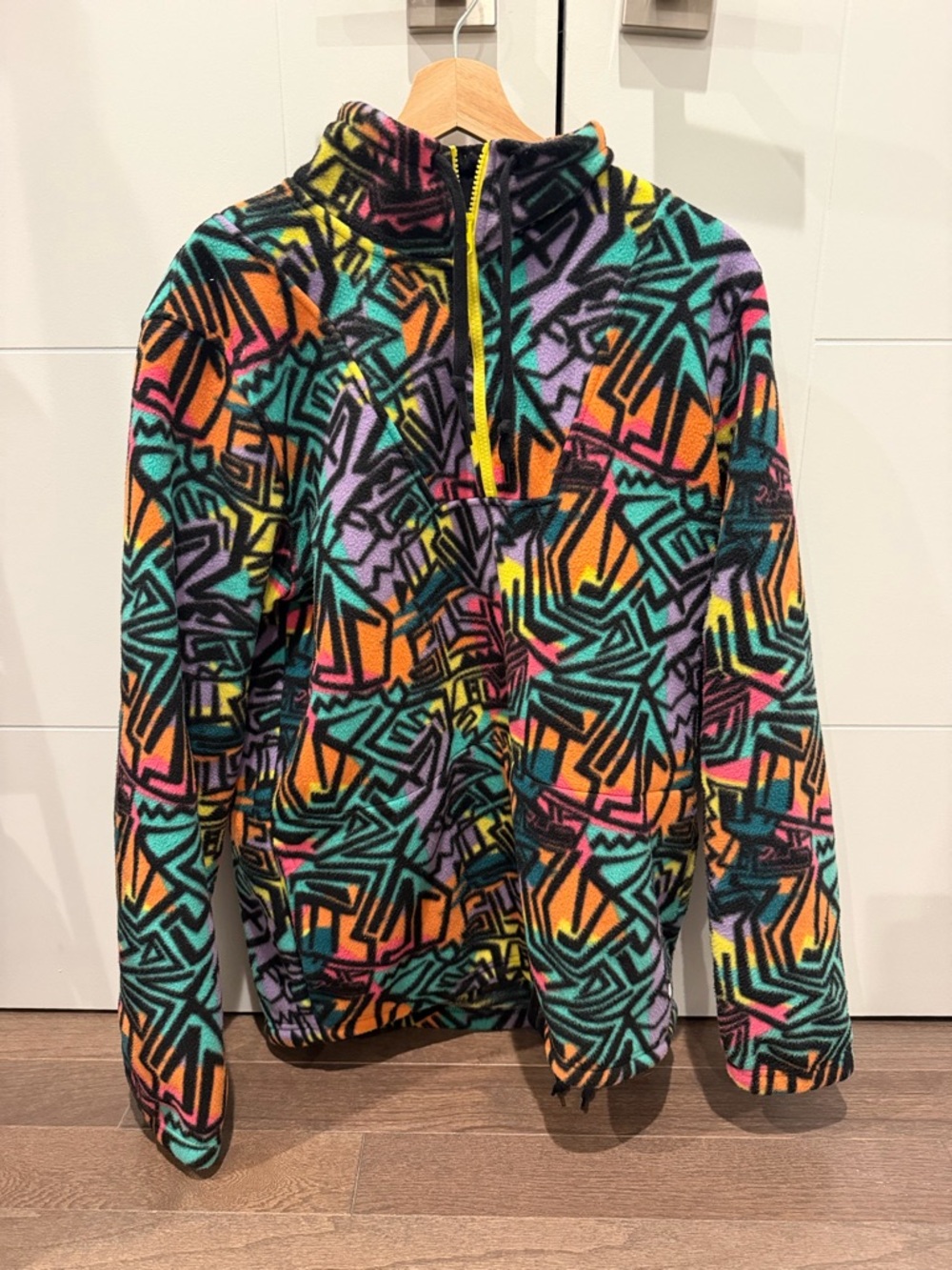 Empyre Multicolor Geometric Fleece Jacket - Black Trim